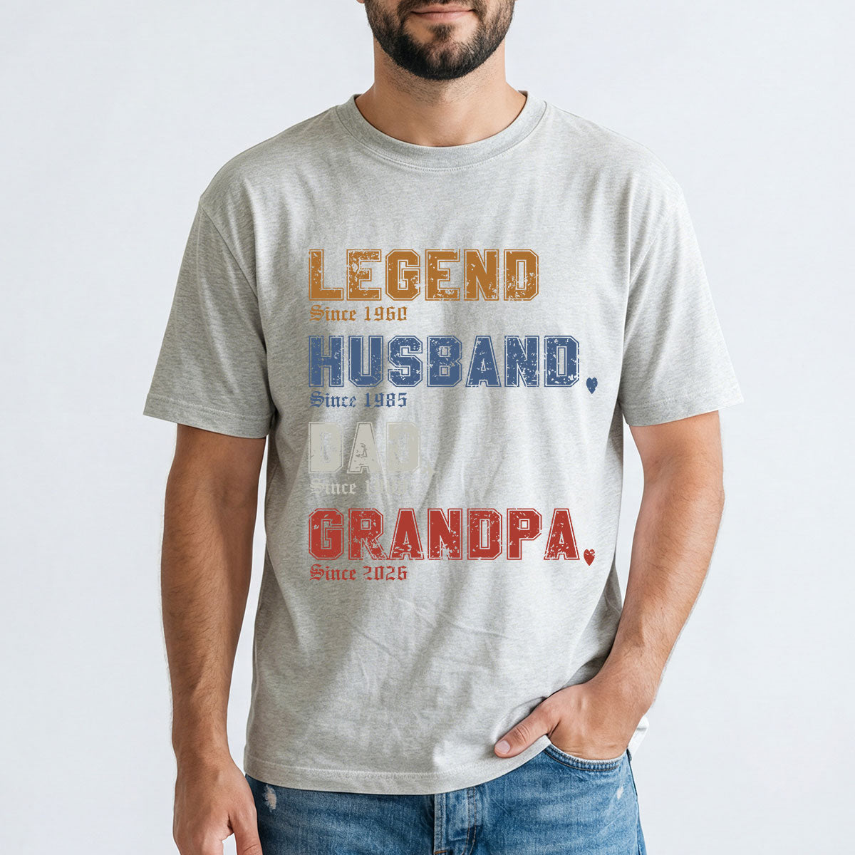  Custom Legend Dad T Shirt Light Grey