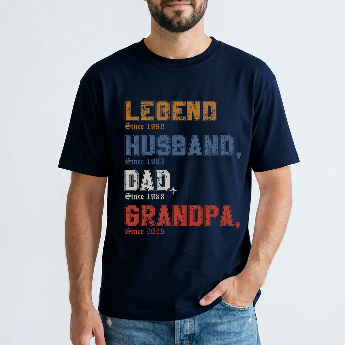  Custom Legend Dad T Shirt Navy Blue