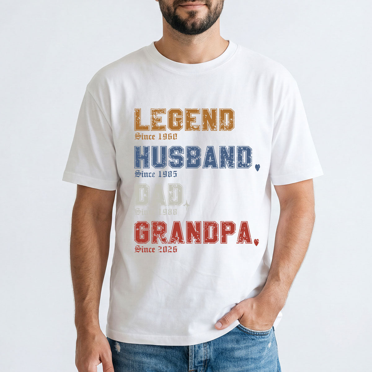 Custom Legend Dad T Shirt White