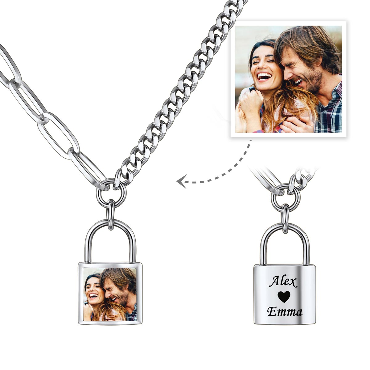 Custom Lock Chian Necklace with Photo