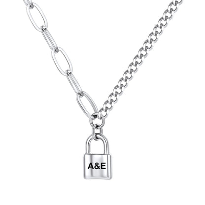 Custom Lock Pendant Necklace for Men Women