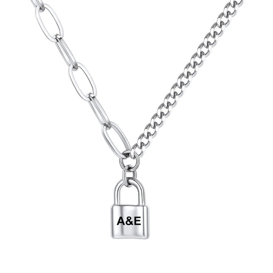 Custom Lock Pendant Necklace for Men Women