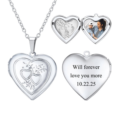 Custom Locket Necklace with Pictures Silver