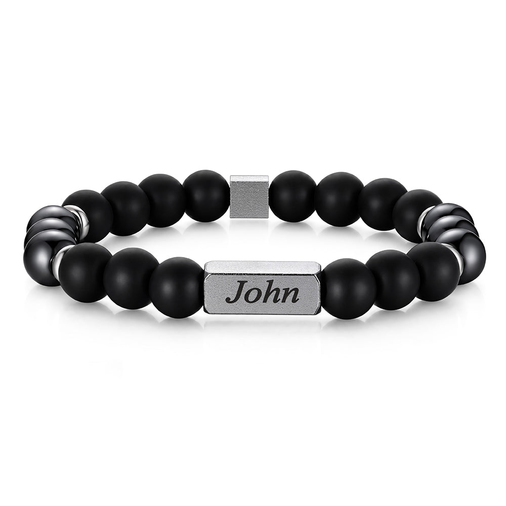 Custom Magnetic Hematite Beaded Bracelet for Men
