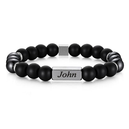 Custom Magnetic Hematite Beaded Bracelet for Men