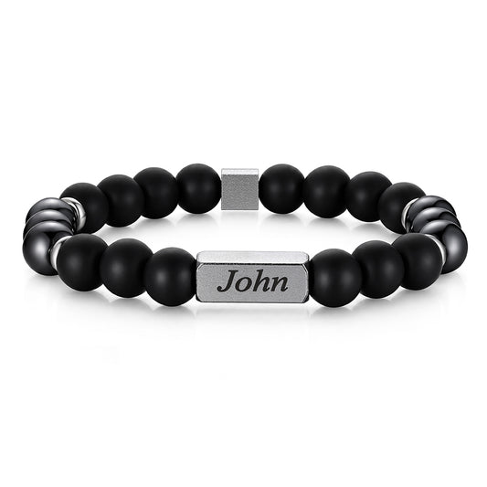 Custom Magnetic Hematite Beaded Bracelet for Men