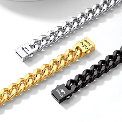 Custom Mens Cuban Link Chain Bracelets in different colors