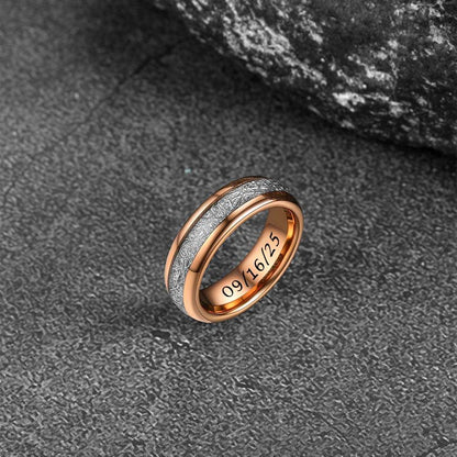 Custom Meteorite Inlay Tungsten Carbide Ring