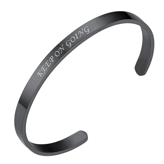 Custom Minimalist Engraved Cuff Bracelet Black