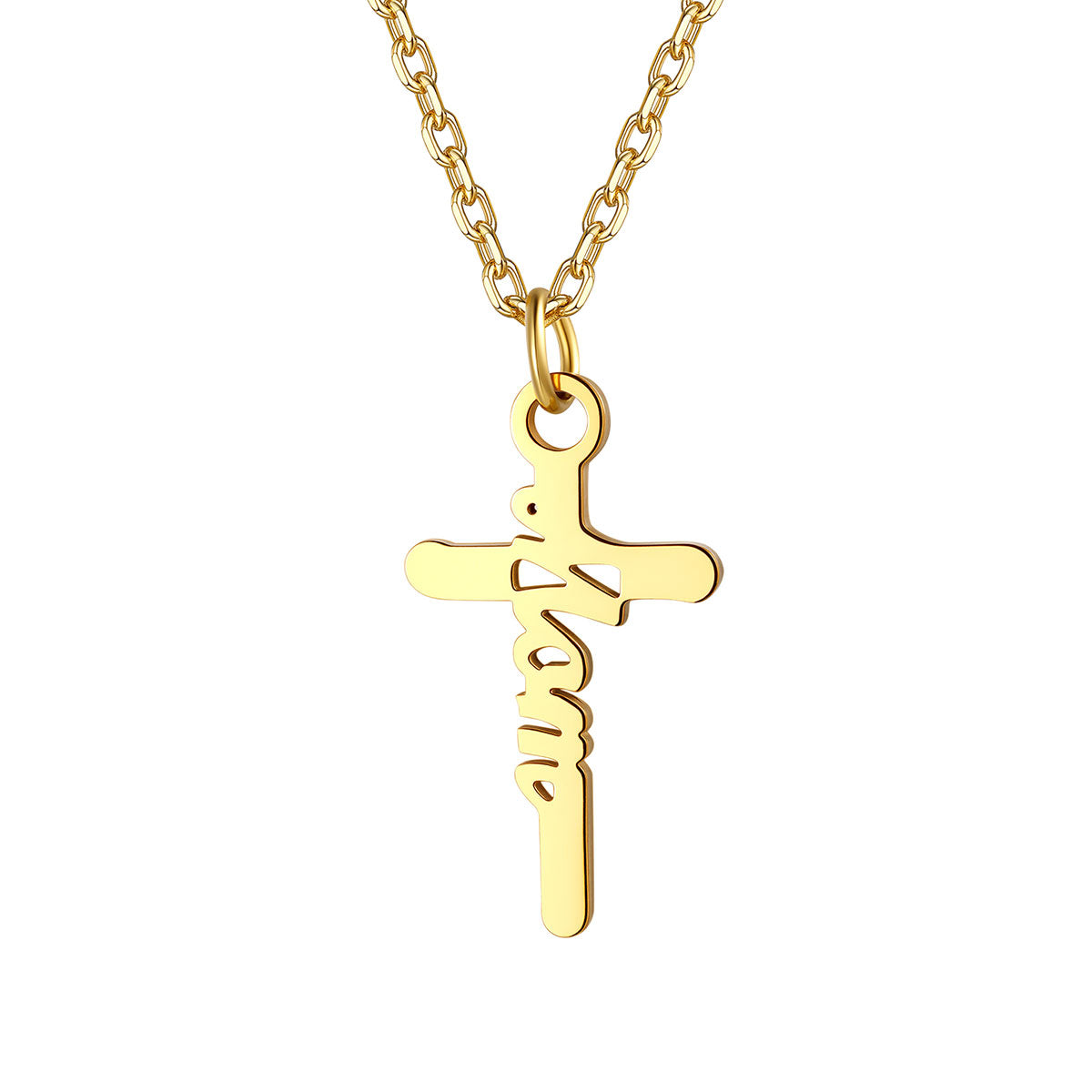 Custom Mom Necklace Cross Necklace Gift for Mom Gold Plated