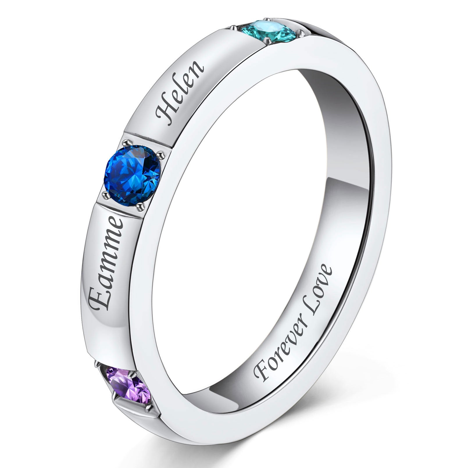 Custom Mother's Birthstone Rings 3 stone 