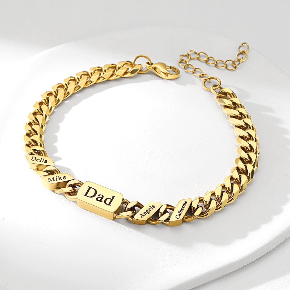 Custom Multi Names Cuban Chain Bracelet in Gold Plated
