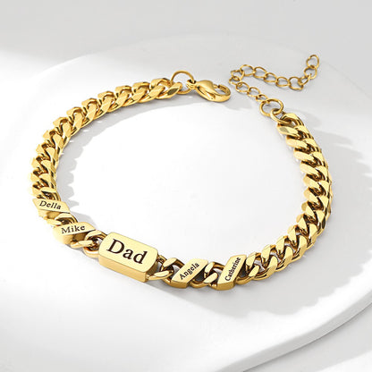 Custom Multi Names Cuban Chain Bracelet in Gold Plated