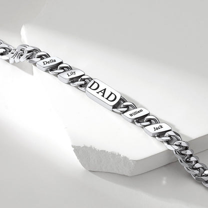 Custom Multi Names Cuban Chain Bracelet in Stainless Steel