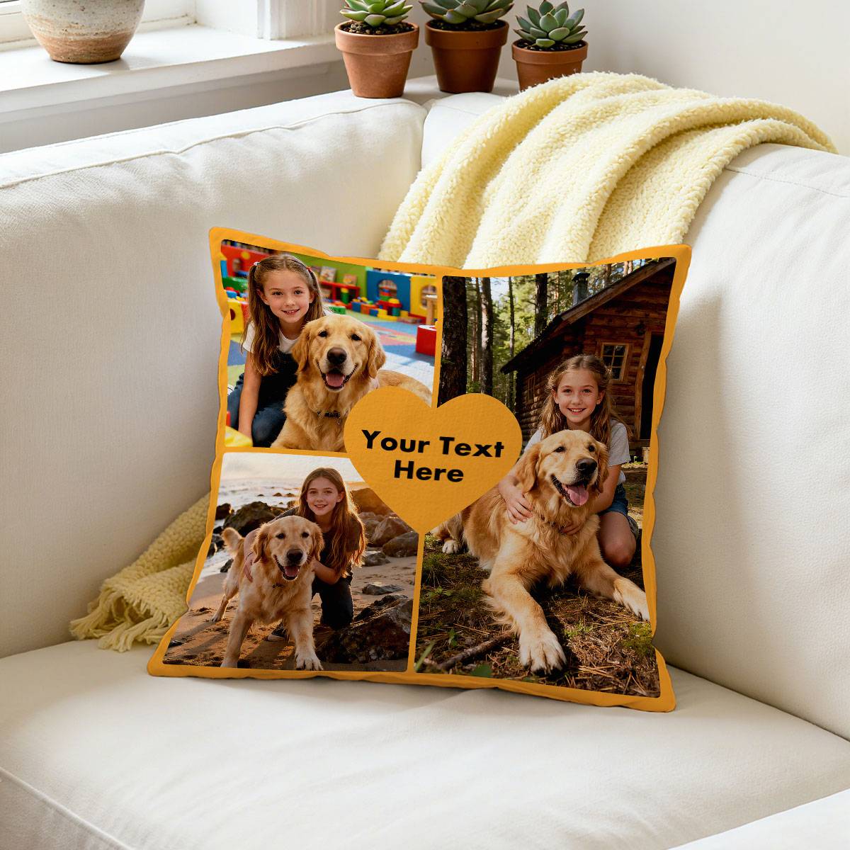 Custom Multi Photos Throw Pillow 3 Photos