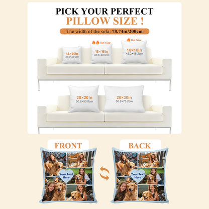 Custom Multi Photos Throw Pillow Dimension, Hypoallergenic