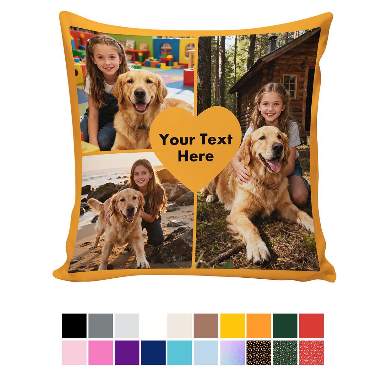 Custom Multi Photos Throw Pillow with Picture and Text