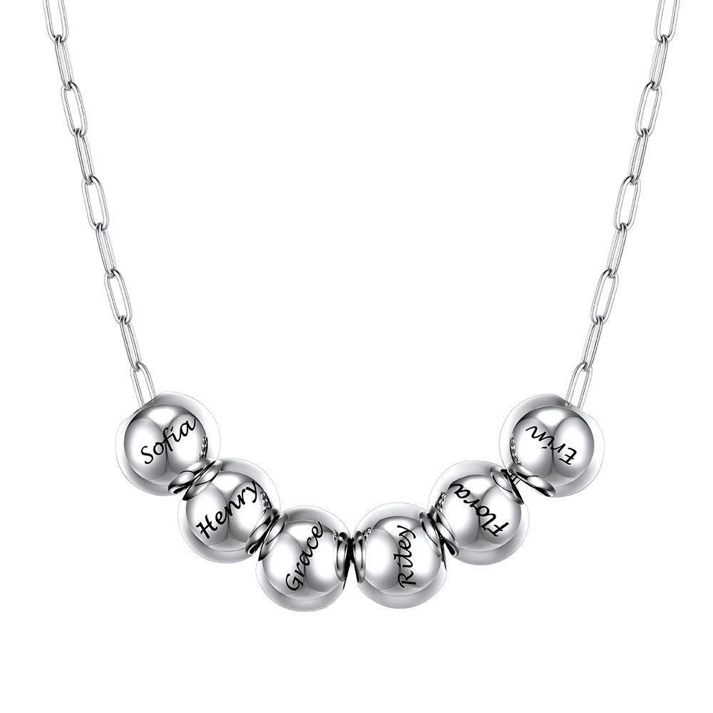 Custom Name 6 Bead Balls Necklace