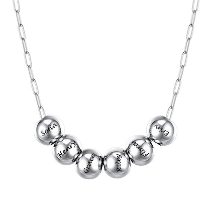 Custom Name 6 Bead Balls Necklace