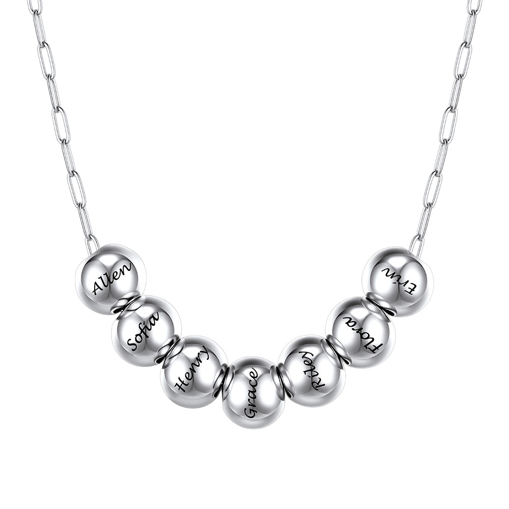 Custom Name 7 Bead Balls Necklace
