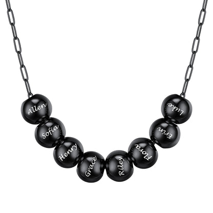 Custom Name 8 Bead Balls Necklace Black Plated