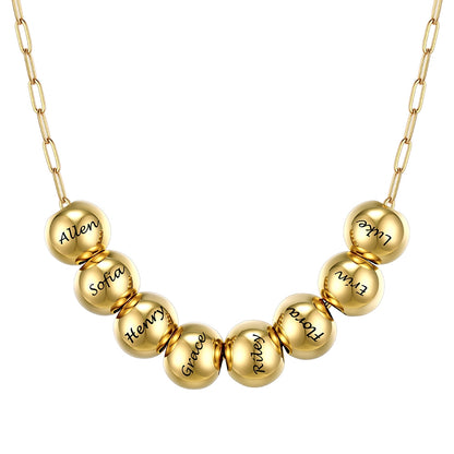Custom Name 8 Bead Balls Necklace Gold Plated