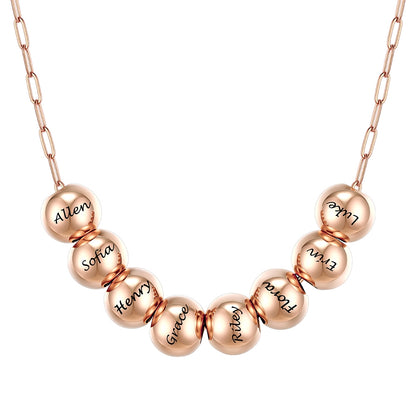 Custom Name 8 Bead Balls Necklace Rose Gold Plated