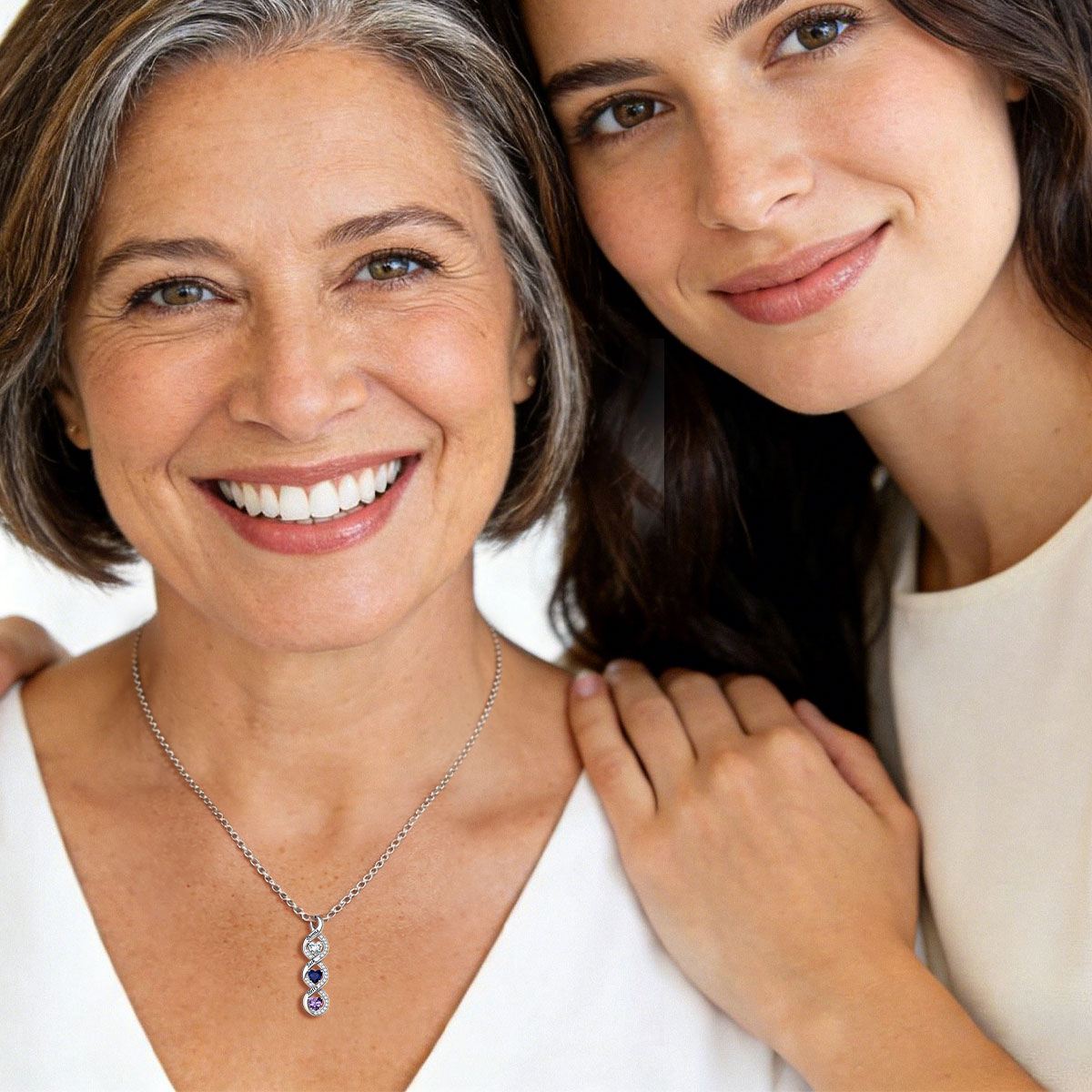 Custom Name Birthstone Infinity Necklace for Mom