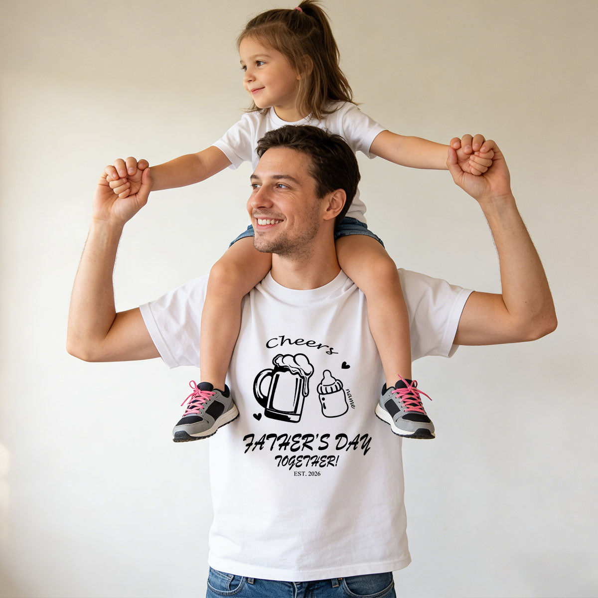 Custom Name Cheers Bottle T Shirt for Dad