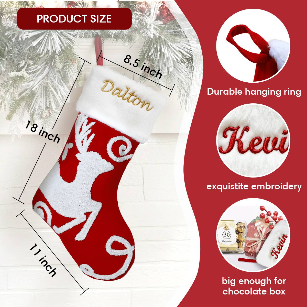 Custom Name Christmas Stockings Dimension, Solid, Durable