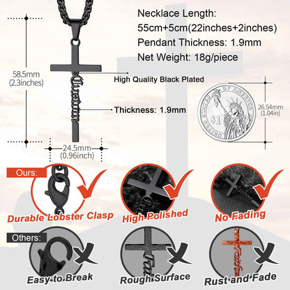 Custom Name Cross Necklace: Dimension, Solid, Durable