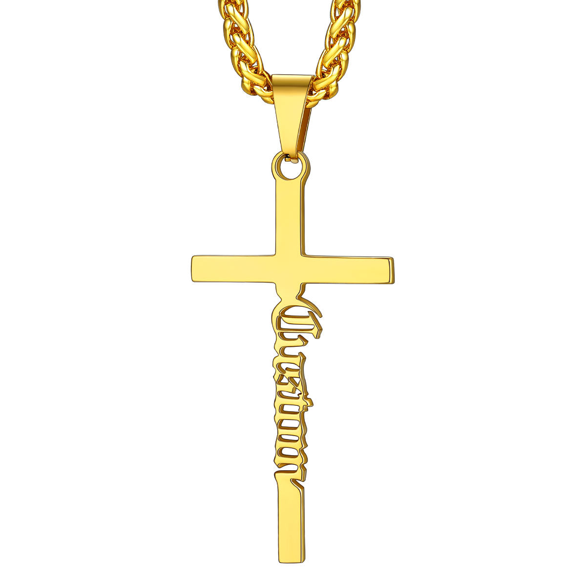 Custom Name Cross Necklace Gold Plated