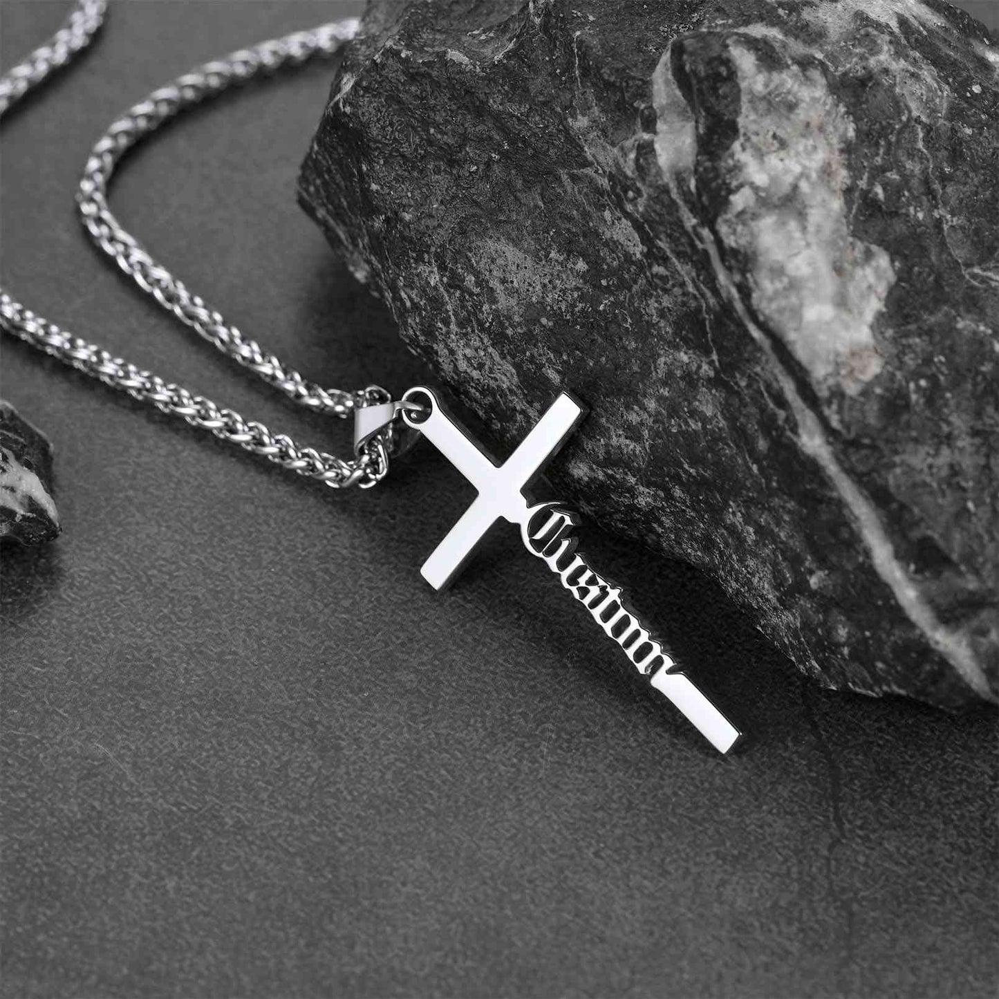Custom Name Cross Necklace Stainless Steel