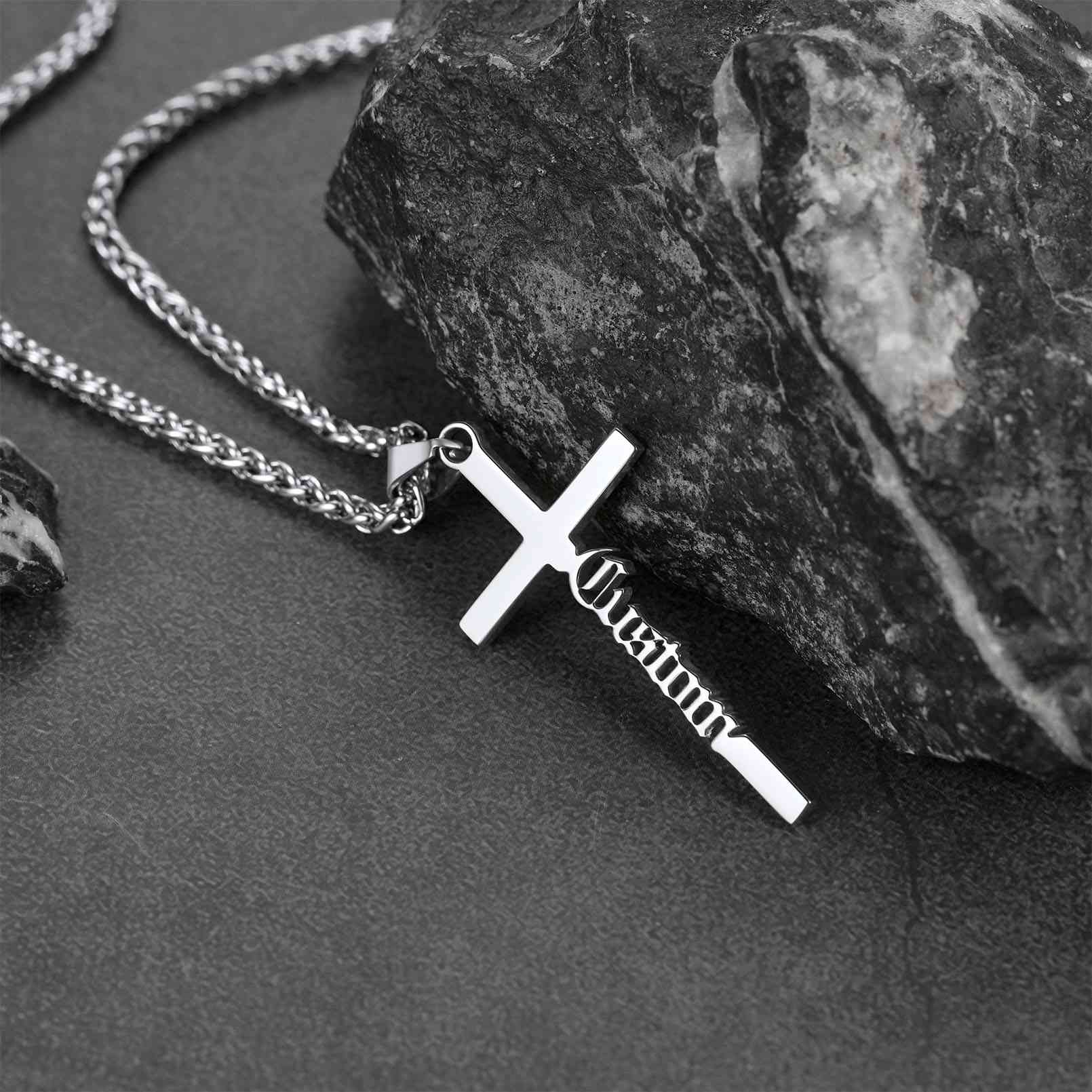 Custom Name Cross Necklace Stainless Steel