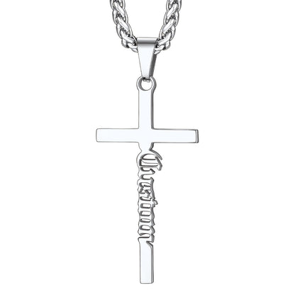 Custom Name Cross Necklace for Men Woman
