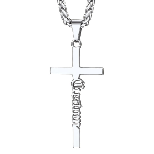 Custom Name Cross Necklace for Men Woman