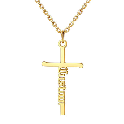 Custom Name Cross Necklace in Gold Plated
