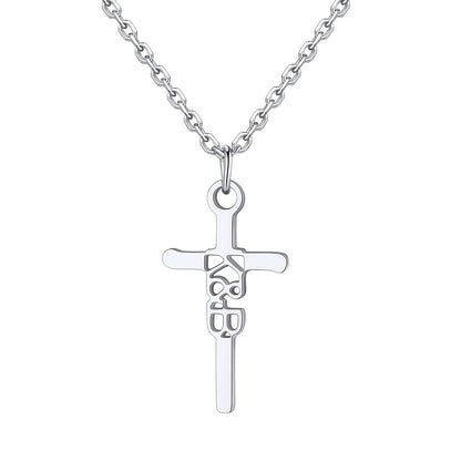 Custom Name Cross Necklace in Steel