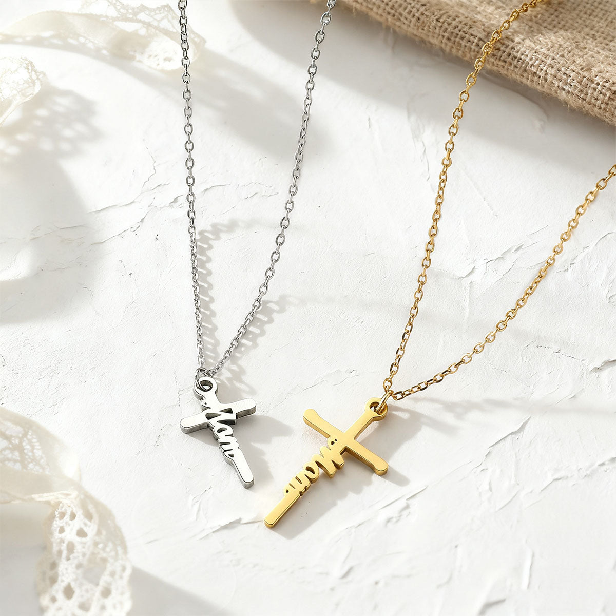 Custom Name Cross Necklace in different color