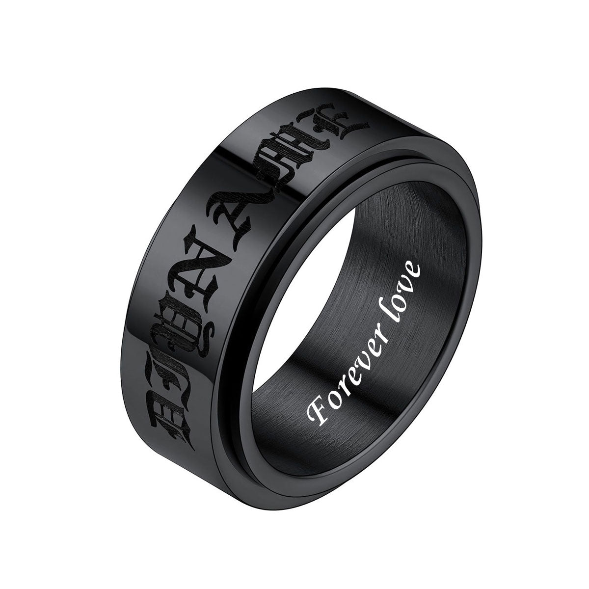 Custom Name Fidget Spinner Promise Ring Black Plated