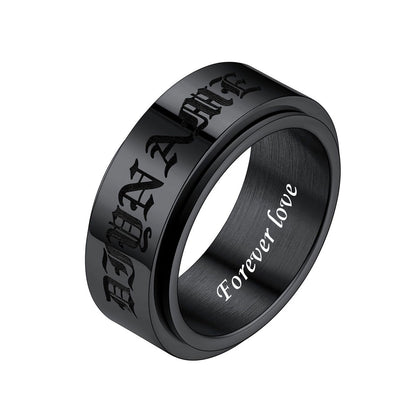 Custom Name Fidget Spinner Promise Ring Black Plated