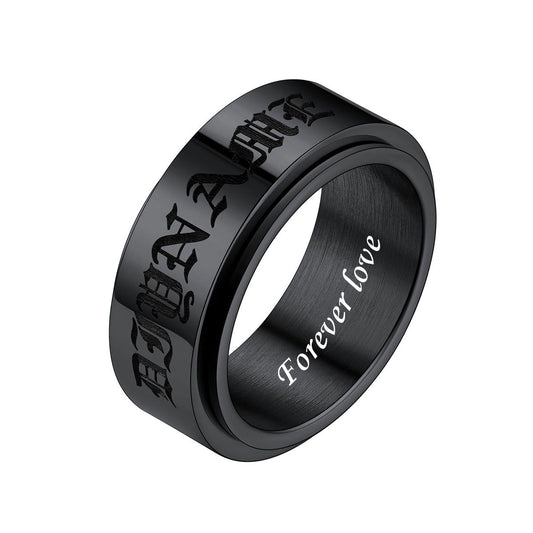 Custom Name Fidget Spinner Promise Ring Black Plated
