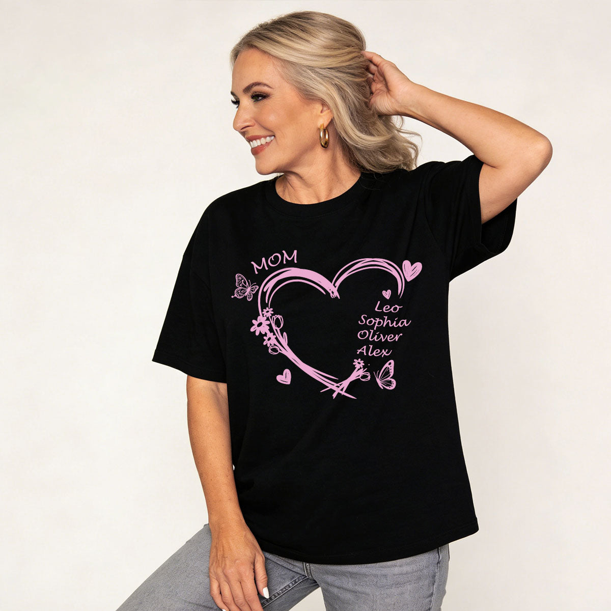 Custom Name Heart T Shirt with Names