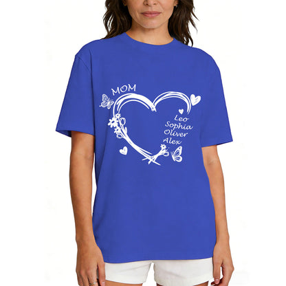 Custom Name Heart T Shirt with Names Blue