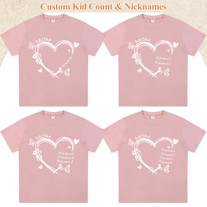 Custom Name Heart T Shirt with Names Detail