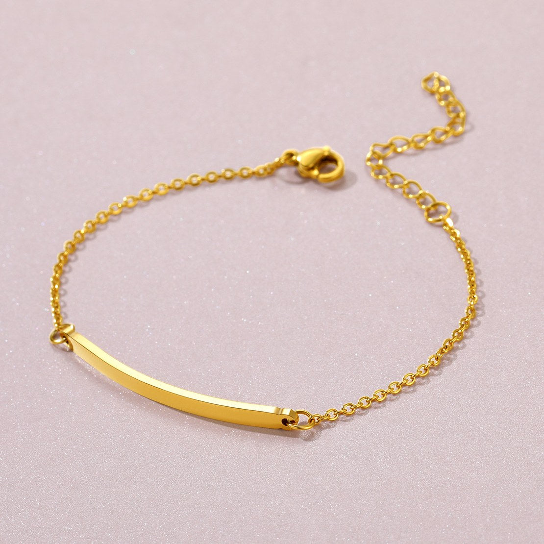 Custom Name ID Bar Bracelet Gold Plated