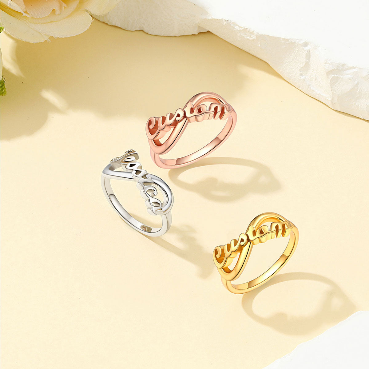Custom Name Infinity Promise Ring for Women in different color