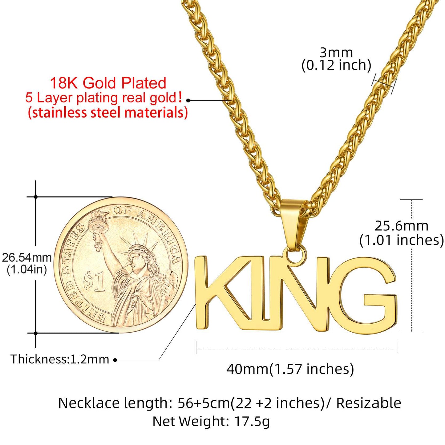 Custom Name Necklace Dimension, Durable Gold Plated