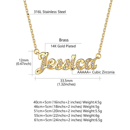 Custom Name Necklace with Cubic Zirconia Dimension, Durable