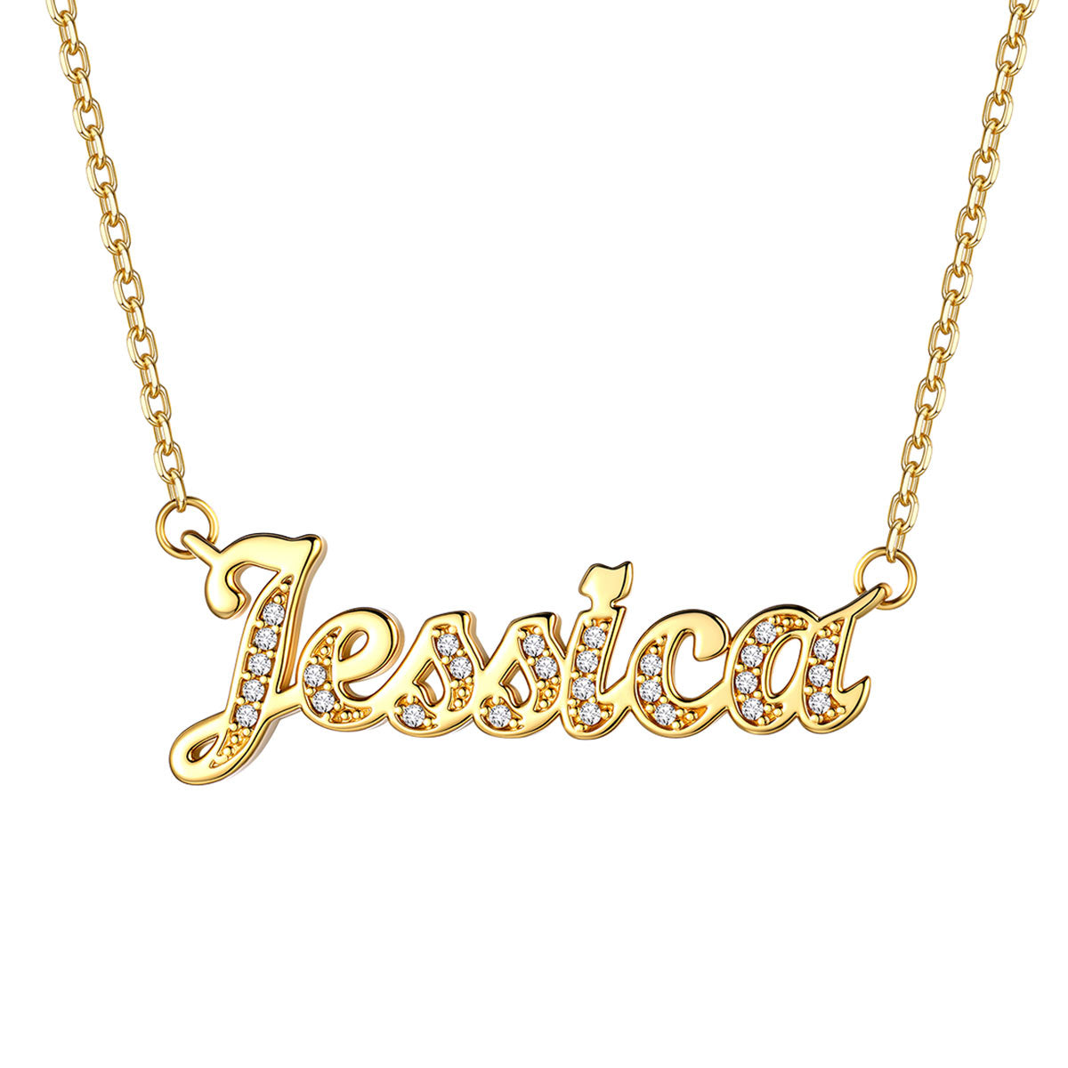 Custom Name Necklace with Cubic Zirconia for Women